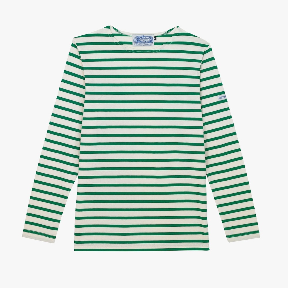 Breton Shirt Company green "Breton vert" long sleeve tee 100% cotton size L